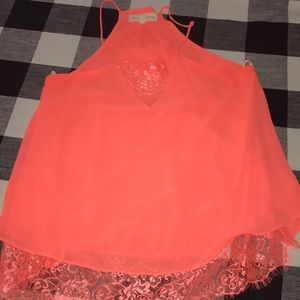 Bright orange spaghetti strap blouse